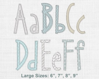 Raggy Applique Font para bordado a máquina 4 tamaños grandes: 6", 7", 8", 9" Borde libre Alfabeto BX incluido 1040