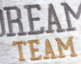 College Wide Chain Machine Bordado Fuente Varsity Sport Team Alphabet 5 tamaños BX incluido 1123