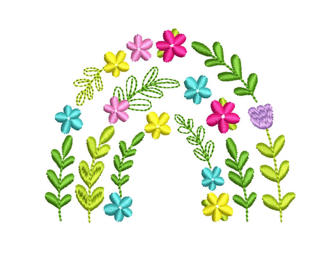 Flower Rainbow Machine Embroidery Design 4 Sizes 2001 - Etsy