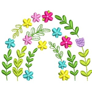 Flower Rainbow Machine Embroidery Design 4 sizes 2001