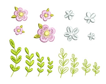 Flower Mini Embroidery Designs Set 16 Individual Files for Machine Embroidery Design 4 sizes 2002