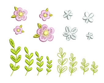 Mini diseños de bordado de flores Set 16 archivos individuales para diseño de bordado de máquina 4 tamaños 2002