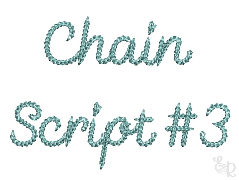 Chain Script #3 Machine Embroidery Font Alphabet 5 Sizes: 0.5