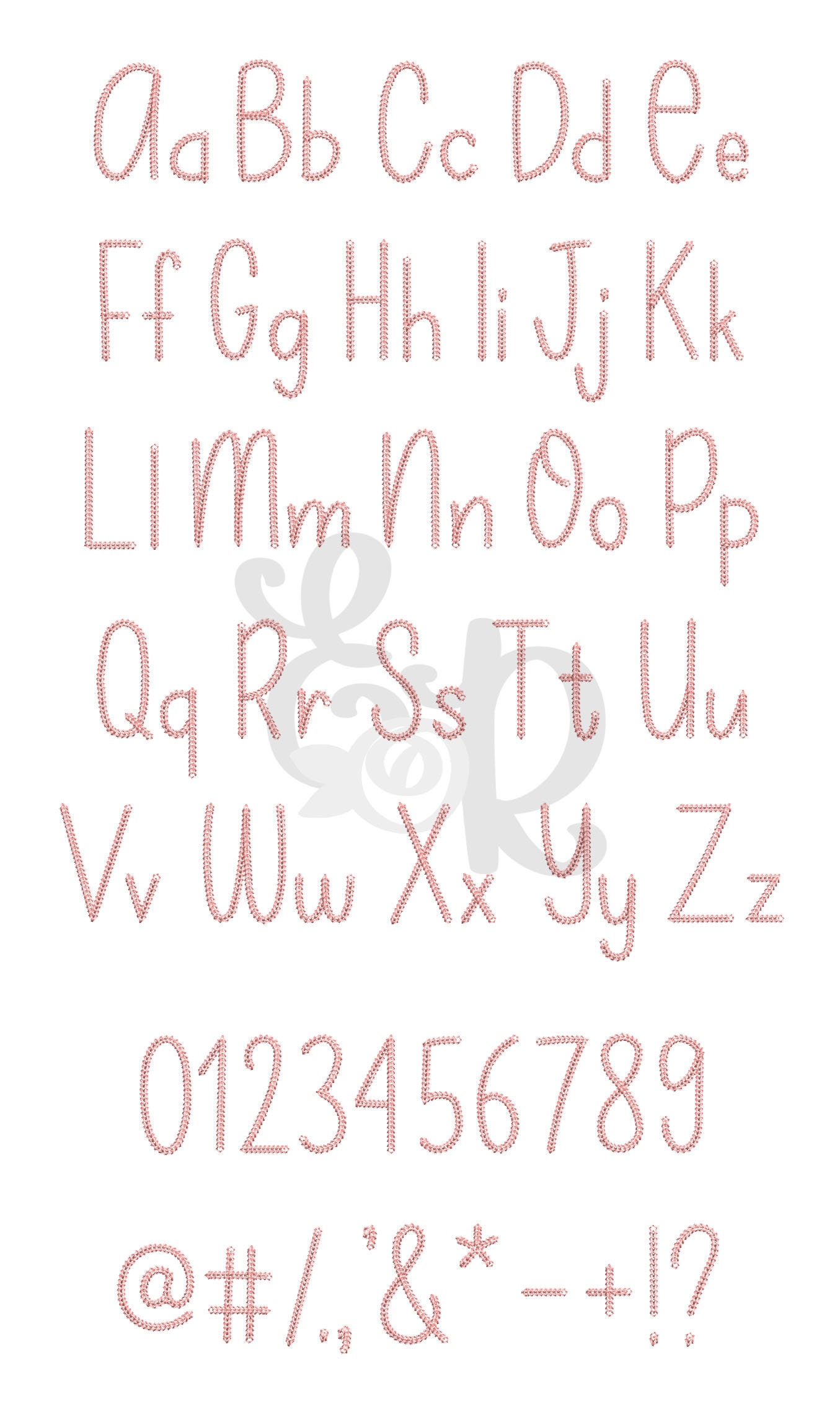 Chain Stitch Font for Machine Embroidery Font Alphabet 5 Mini - Etsy