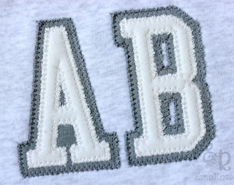 Narrow Double Zigzag Applique College Font Machine Embroidery Sport Alphabet 4 sizes: 3&quot;, 4&quot;, 5&quot;, 6&quot; BX format included 1114