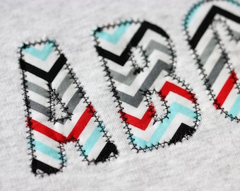 Zigzag Narrow Applique Font for Machine Embroidery Alphabet 2&quot;, 3&quot;, 4&quot;, 5&quot;  sizes BX included 1017