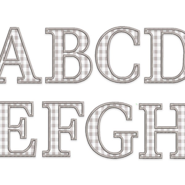 Alphabet de broderie machine en satin appliqué 6 tailles : 2", 3", 4", 5", 6", 7" Le format BX est inclus 1083