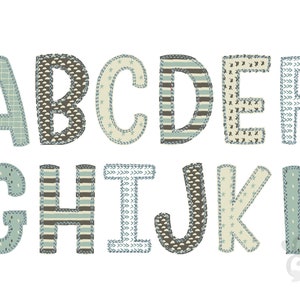 Raggy Applique Font for Machine Embroidery Free Edge Alphabet 4 sizes BX included 1007