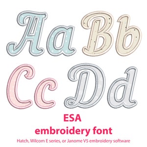 ESA Applique Font for Machine Embroidery Wide Satin Alphabet 1022ESA