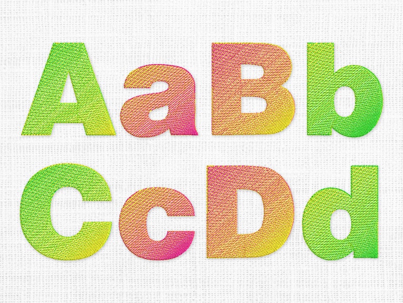 Gradient Font for Machine Embroidery ORDINARY THREADS Required Ombre ...