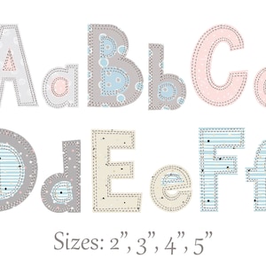 Raggy Applique Font for Machine Embroidery Free Edge Narrow Alphabet 4 sizes BX included 1038