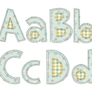 Raggy Applique Font for Machine Embroidery Free Edge Alphabet 4 sizes BX included 1044
