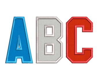 Applique Narrow Font Machine Embroidery &quot;Sport Two&quot; Alphabet 6 sizes: 2&quot;, 3&quot;, 4&quot;, 5&quot;, 6&quot;, 7&quot;  BX format is included 1077