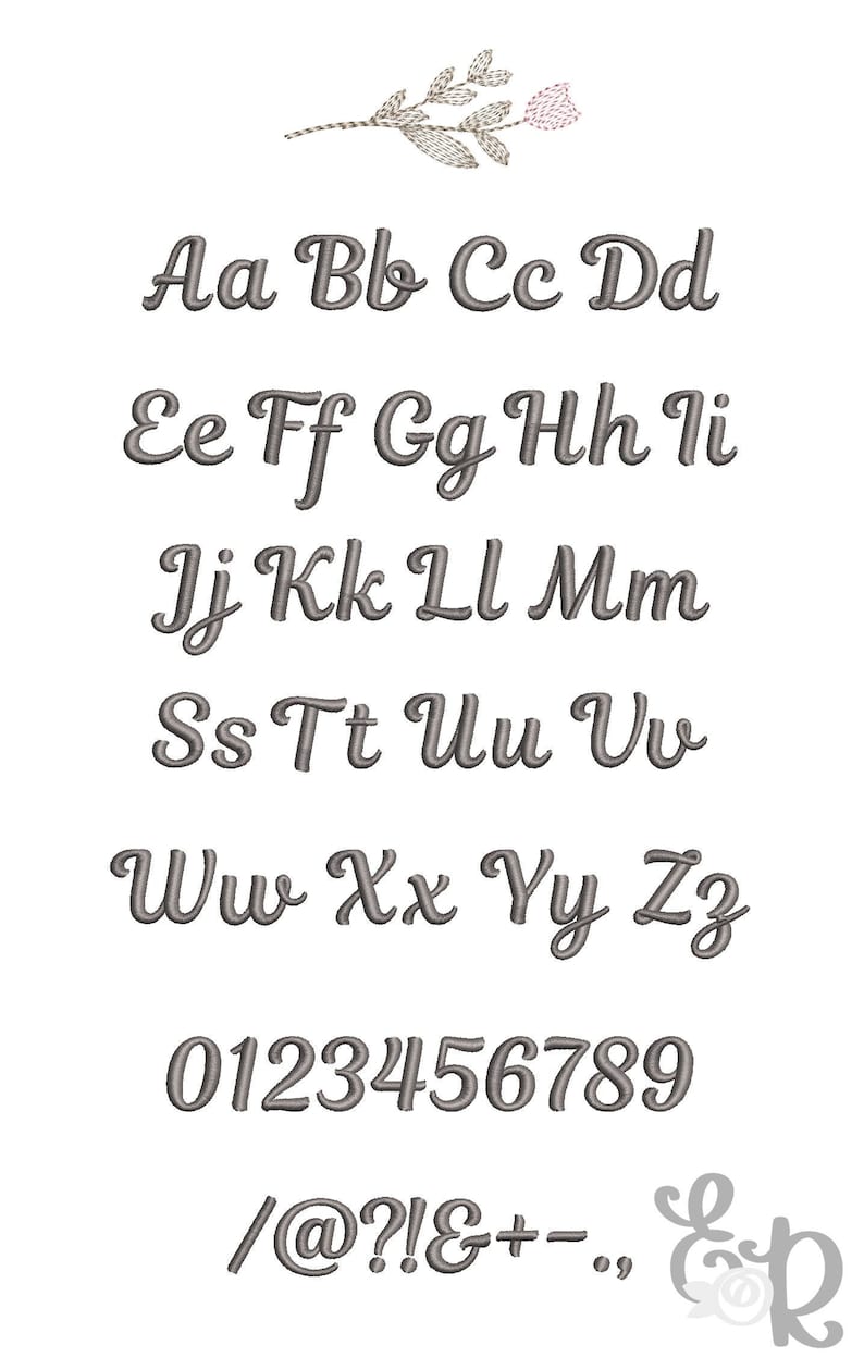 Embroidered Script Satin Script Machine Embroidery Font 5 Sizes BX Included 1053 - Etsy