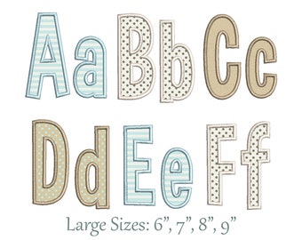 Narrow Applique Font for Machine Embroidery Alphabet 4 large sizes: 6", 7", 8", 9" BX format is included 1068