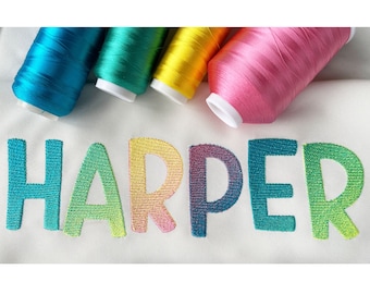Gradient Font for Machine Embroidery ORDINARY THREADS required Ombre Alphabet 6 sizes: 1.5&quot;, 2&quot;, 3&quot;, 4&quot;, 5&quot;, 6&quot;  BX format included 1031