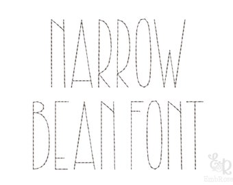 Narrow Bean Stitch Font for Machine Embroidery Alphabet 5 sizes: 0.75&quot;, 1&quot;, 1.25&quot;, 1.5&quot;, 2&quot; BX included 1119