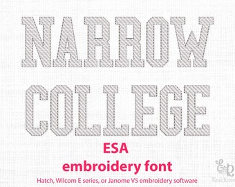 ESA font Narrow College Sketch Font for Machine Embroidery Weightless Alphabet 1108