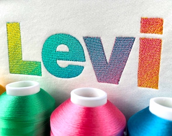 Gradient Font for Machine Embroidery ORDINARY THREADS required Ombre Alphabet 5 sizes: 1.5&quot;, 2&quot;, 3&quot;, 4&quot;, 5&quot;  BX format is included 1079