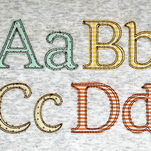 Raggy Applique Font for Machine Embroidery Free Edge Alphabet 4 sizes BX included 1047