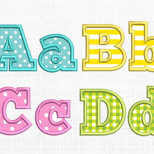 Satin Applique Font Machine Embroidery Alphabet 4 sizes: 2", 3", 4", 5" BX format is included 1014