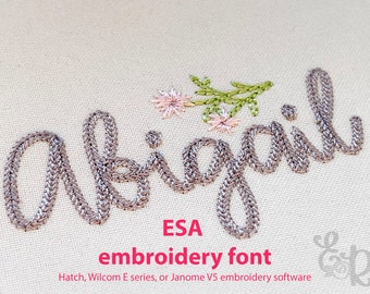 ESA font! Light Chain Script #2 Machine Embroidery Font Alphabet 3 individual sizes 1098