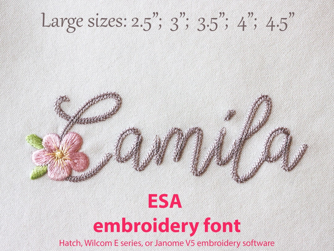 ESA Font Script Embroidery Font for Hatch, Wilcom, Janome V.5 Only ...