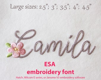 ESA Font Script Embroidery Font for Hatch, Wilcom, Janome v.5 only! Machine Embroidery Chain Alphabet Large Sizes BX included 1103