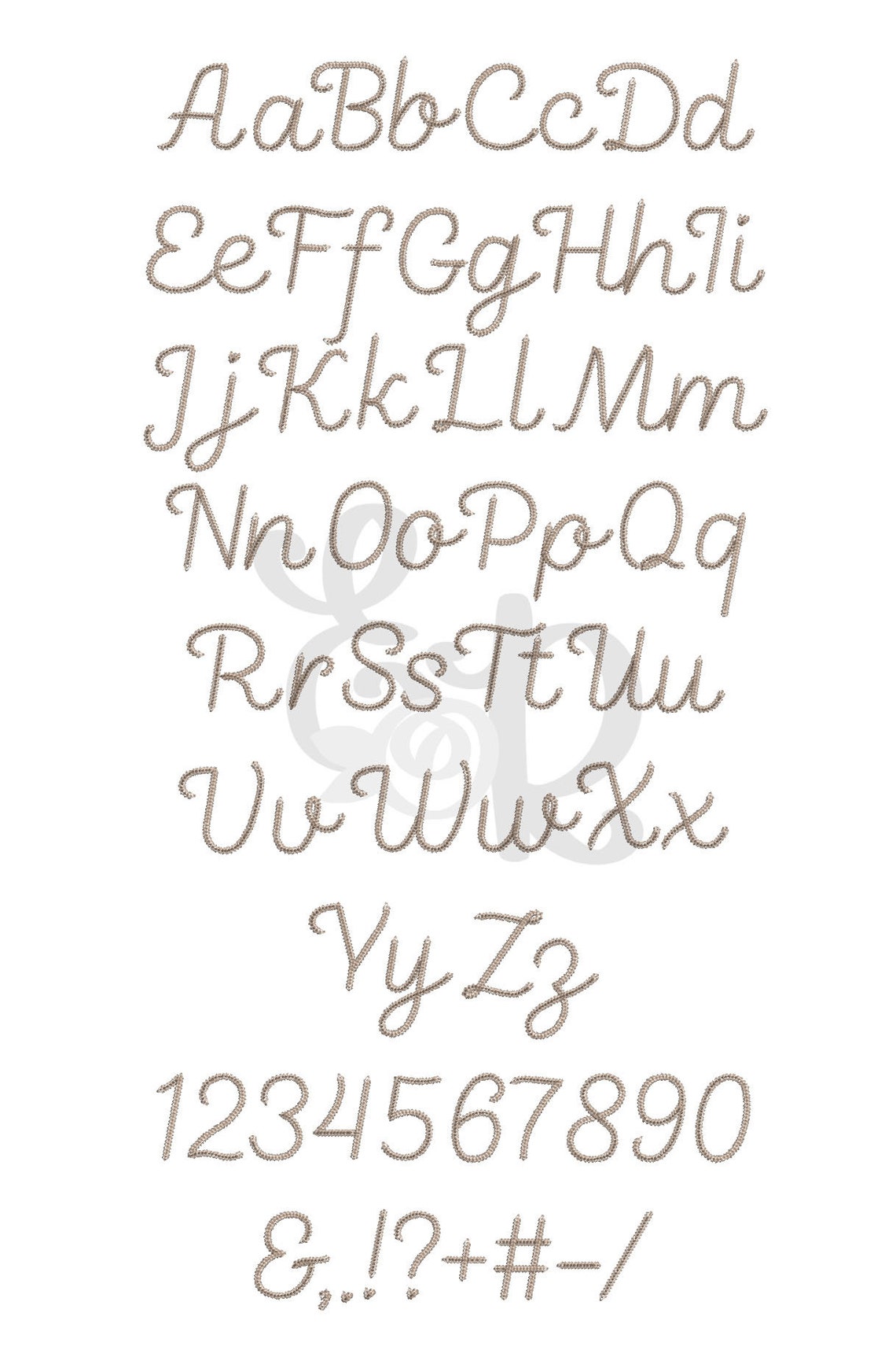 Chain Script #3 Machine Embroidery Font Alphabet 5 Sizes: 0.5