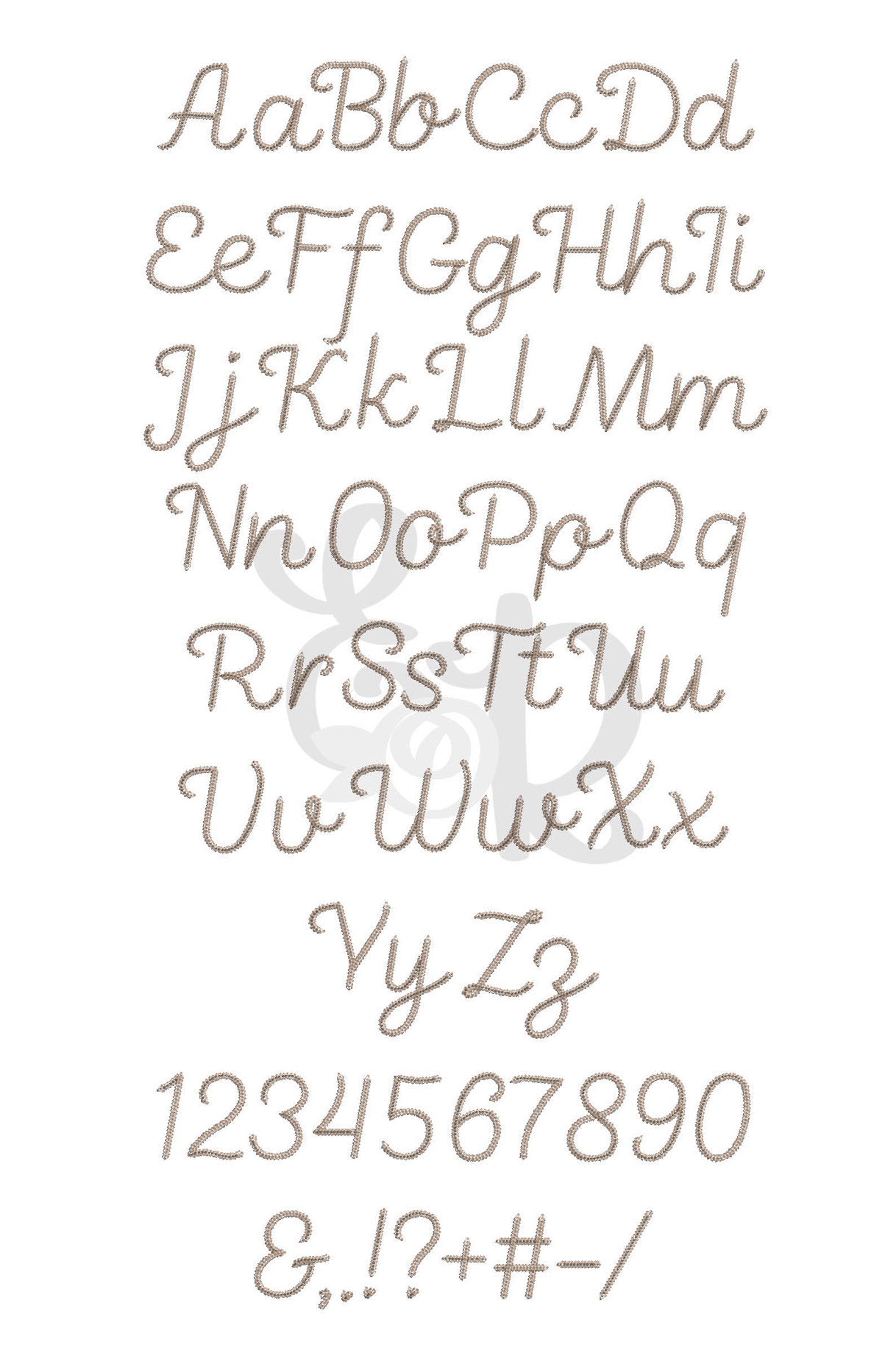 Chain Script #3 Machine Embroidery Font Alphabet 5 Sizes: 0.5