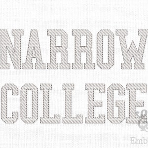 以下が含まれることがあります： 白い布地にグレーのステッチで「NARROW COLLEGE」と刺繍されたデザインです。