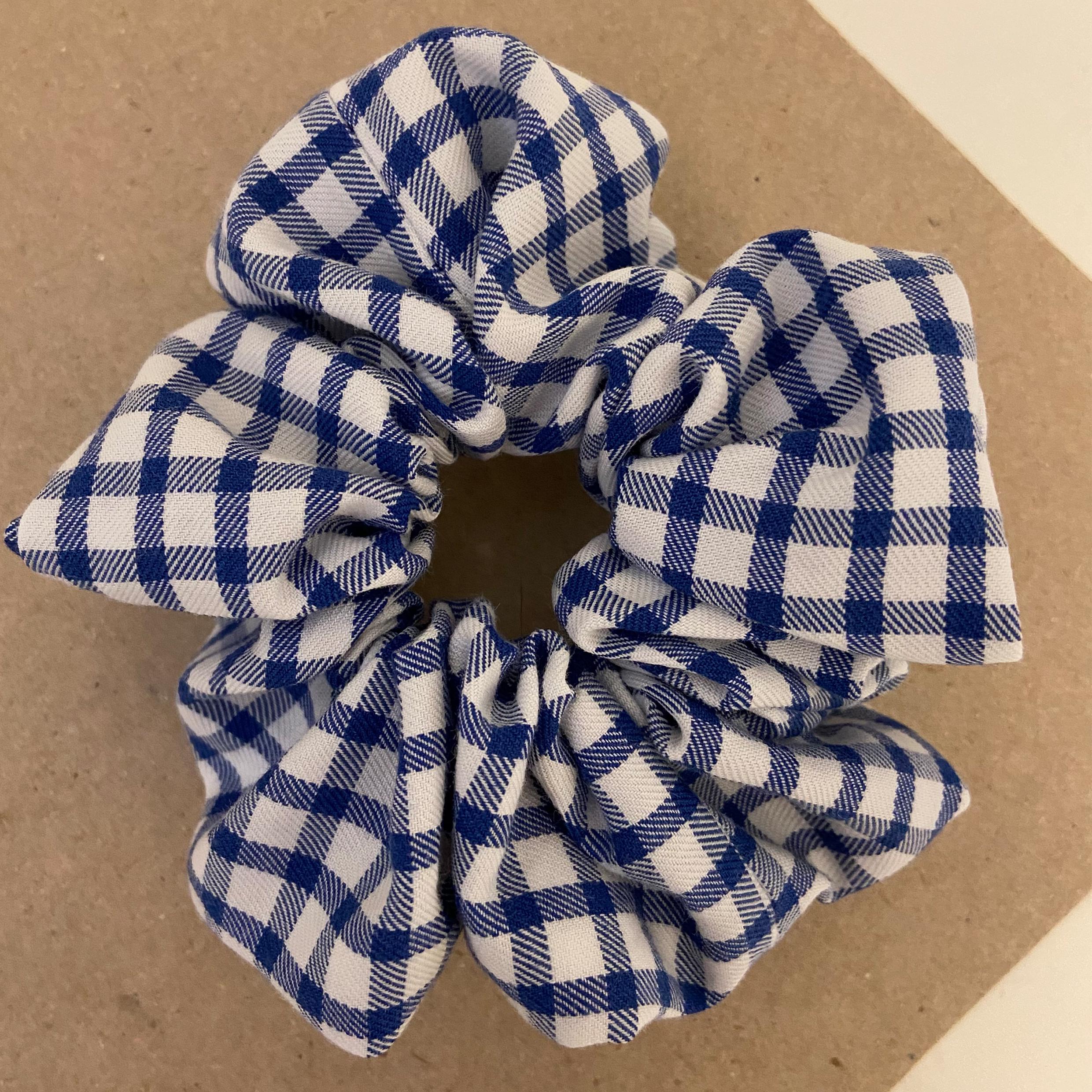 Upcycled hair tie. New. Blue and white. Amolia - Upcycled hair tie, blue main image 4