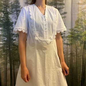 Bohemian Upcycled White Lace Dress, Eco-Friendly Summer Outfit for Women, Sustainable Cotton Dress, Handmade Chic & Flowy Festival Attire