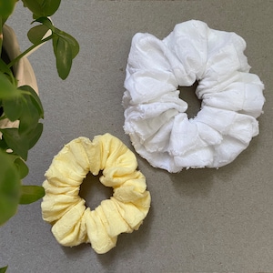 Soft Upcycled Cotton Scrunchie, Set of 2 Scrunchy, Sustainable Hair Rubber, Washable Hair Accessor, Ethically hand-made, Boho Accessory