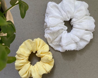 Soft Upcycled Cotton Scrunchie, Set of 2 Scrunchy, Sustainable Hair Rubber, Washable Hair Accessor, Ethically hand-made, Boho Accessory