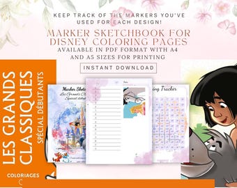 Les Grands classiques Spécial débutants Coloring Book Marker Tracker: A4/A5 Printable (Digital Download)