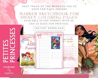 Petites Princesses Coloring Book Marker Tracker: A4/A5 Printable (Digital Download)