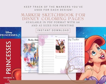 Princesses Coloring Book Marker Tracker: A4/A5 Printable (Digital Download)