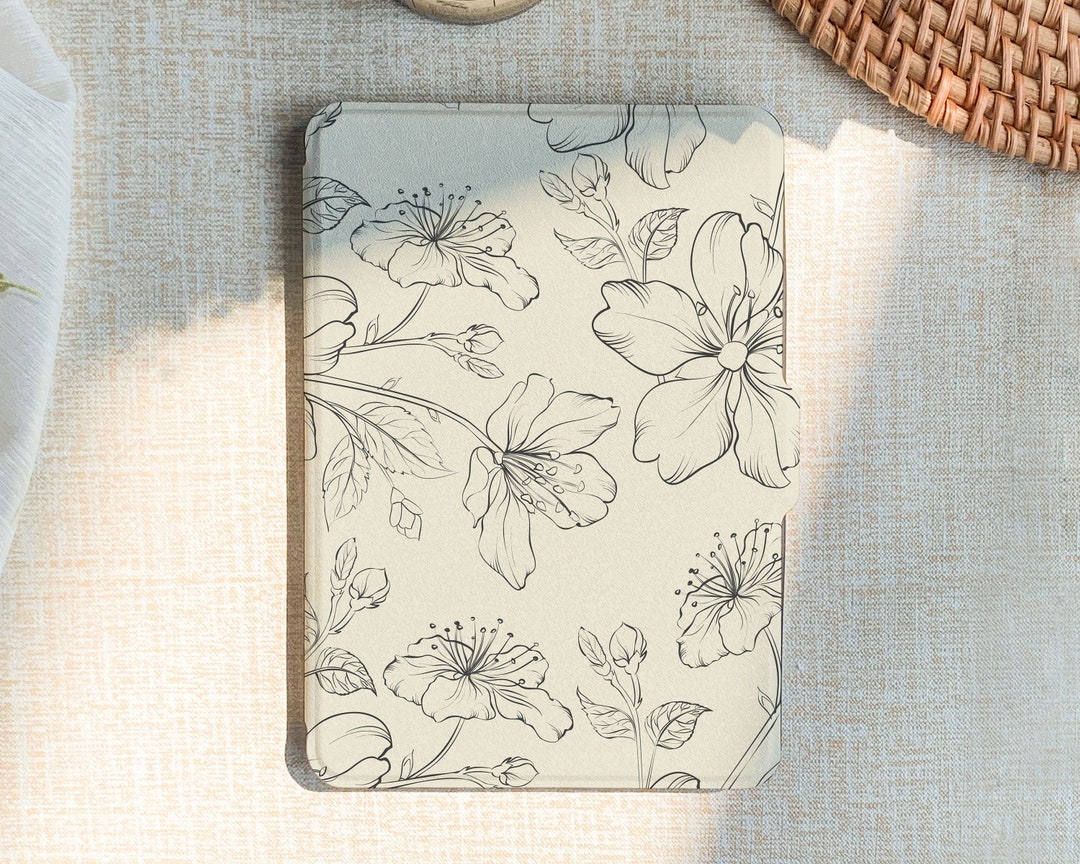 Sketching Flowers Kindle Case, Personalized Kindle Paperwhite Case