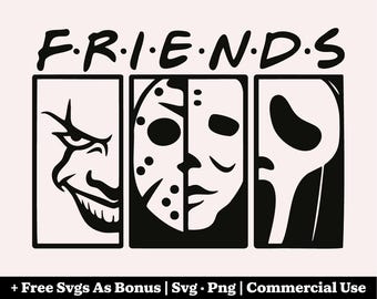 Friends Horror Svg Png, Horror Characters Svg, Halloween Svg, Scary Movie Svg, Friends Svg, Halloween Friends Svg, Jason Svg, Ghostface Svg