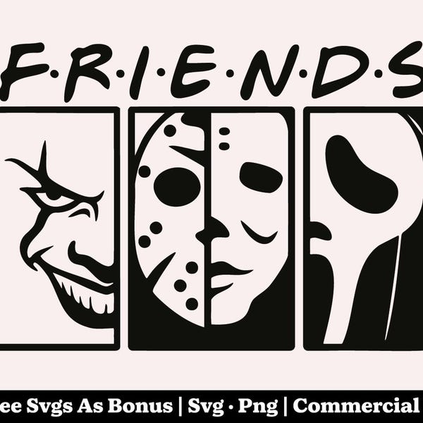 Friends Horror Svg Png, Horror Characters Svg, Halloween Svg, Scary Movie Svg, Friends Svg, Halloween Friends Svg, Jason Svg, Ghostface Svg