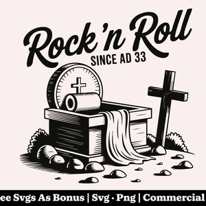 Fichiers Png Rock n Roll, Pâques chrétienne Svg, Svg il est ressuscité, conception de chemise foi, résurrection Svg, religieux SVG, téléchargement numérique