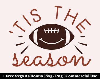 Tis The Season Svg Png, Cheerful Football Svg, Groovy Season Svg, Game Day Svg, Football Shirt Svg, Smile Football Svg, Team Spirit Svg