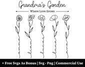 Grandmas Garden Where Love Grows Svg, Png Files, Gift for Grandmother Svg, Wildflower Svg, Custom Name Svg, Personalized Svg, Cricut Files