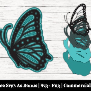 3D Butterfly Svg Png Files, papier papillon svg, Cricut, 3d Paper Cut, imprimable Butterfly Svg, Modèle papillon réaliste, Téléchargement numérique