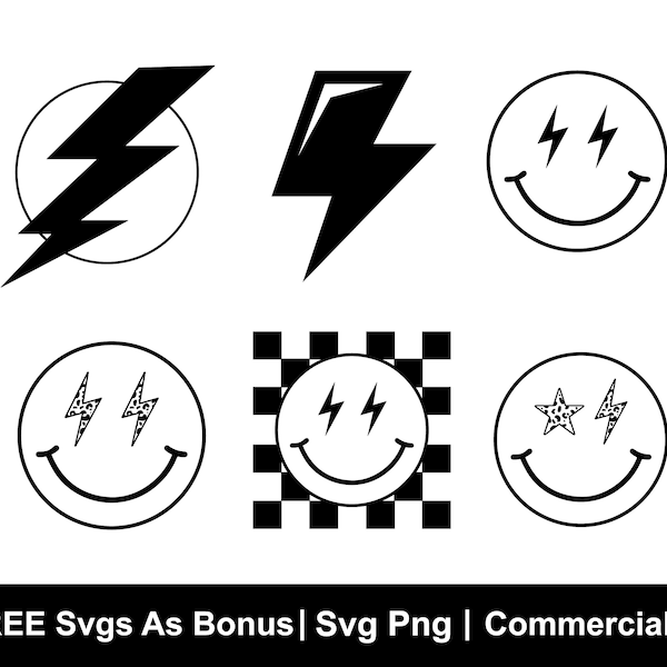 Smiley Face Lightning Bolt Svg Png Bundle, Lightning svg Bundle, lightning bolt smiley png,, Lightning Bolt svg, Lightning Clipart,