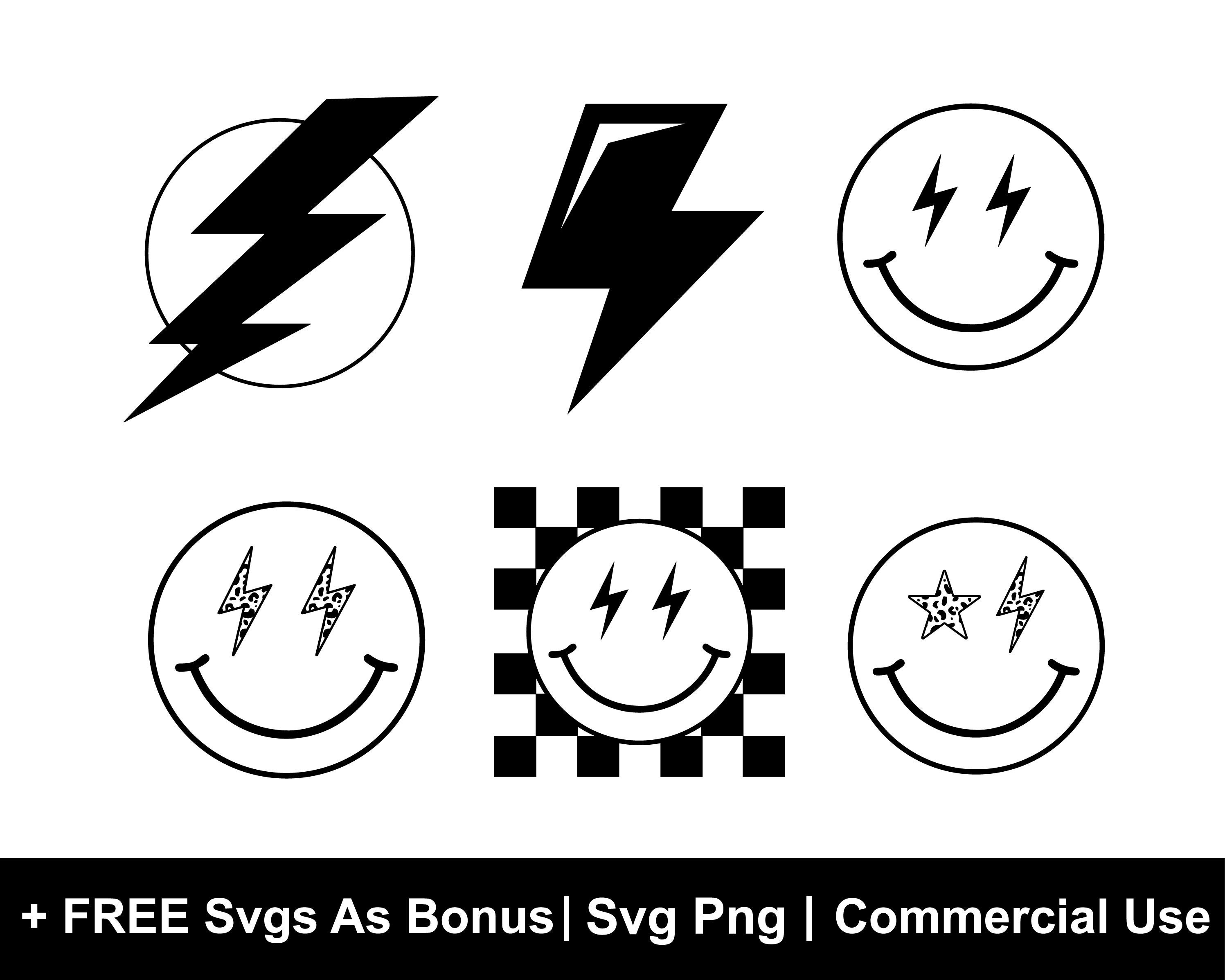 Smiley face lightning bolt svg png bundle lightning svg bundle