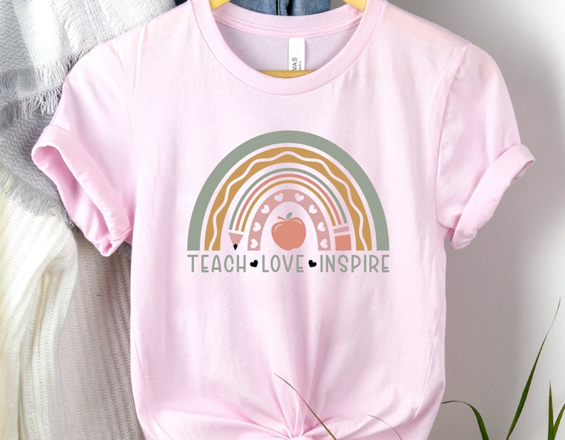 Teach Love Inspire Svg Png Files, Teacher Svg, Rainbow Svg, Pencil ...