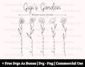 Gigis Garden Where Love Grows Svg, Png Files, Gift for Gigi Svg, Wildflower Svg, Gigi Svg, Custom Name Svg, Personalized Svg, Cricut Files