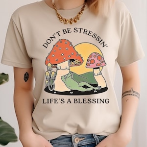 Don't Stress T-shirt - Don't Be Stressin' Life A Blessing -Unisex Heavy Cotton Tee immagine 1